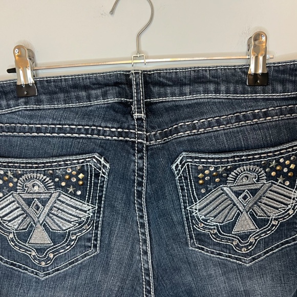 Wrangler Rock 47Jeans Women’s 29x34 Embroidered Stitched Low Rise Flare Boot Cut - Picture 8 of 16